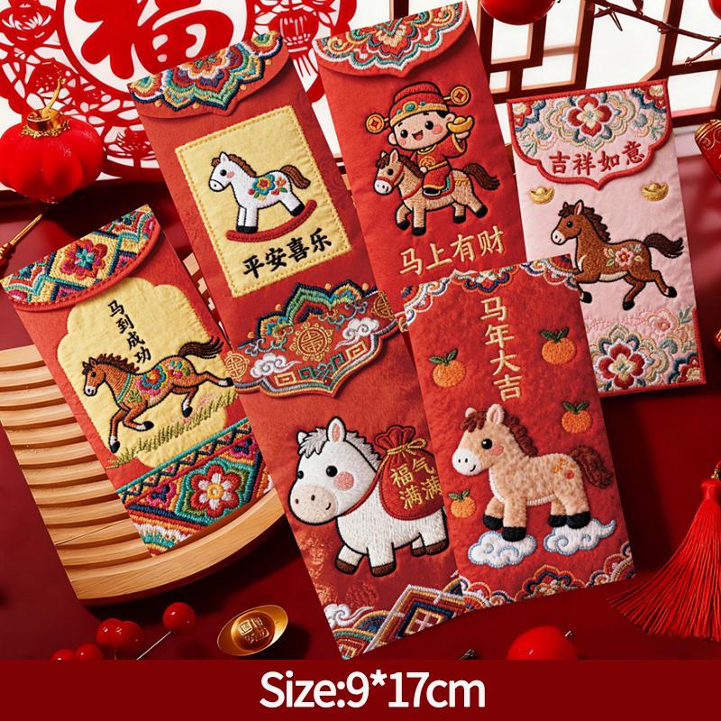 6PCS 3D Hongbag Red envelope Money Pouch Gift Bag