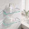 Silver Glass Shelf Organizer Tempered Thickened Glass Shower Caddy  Home Organization