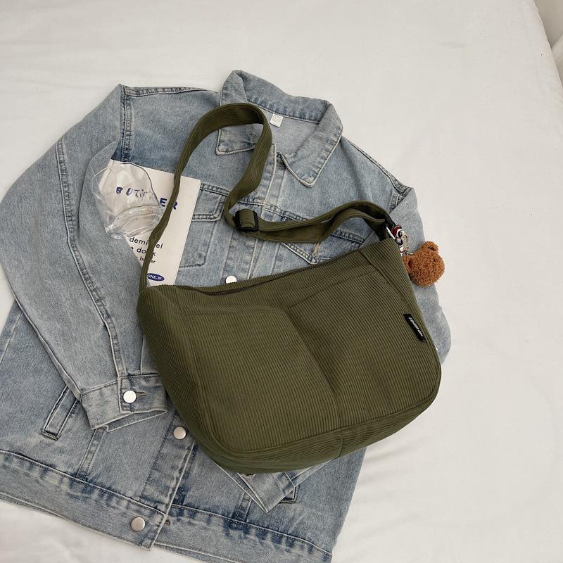2025 New Tote Bag Women's Messenger Bag Large Capacity Commuter Bag Corduroy Japanese Casual Simple Shoulder Bag