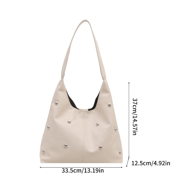 Crescents Shoulder Bags for Women Cute Hoboes Toted Handbag Under the Arm Purses Punk Rivet Clutches Purse with Buckles