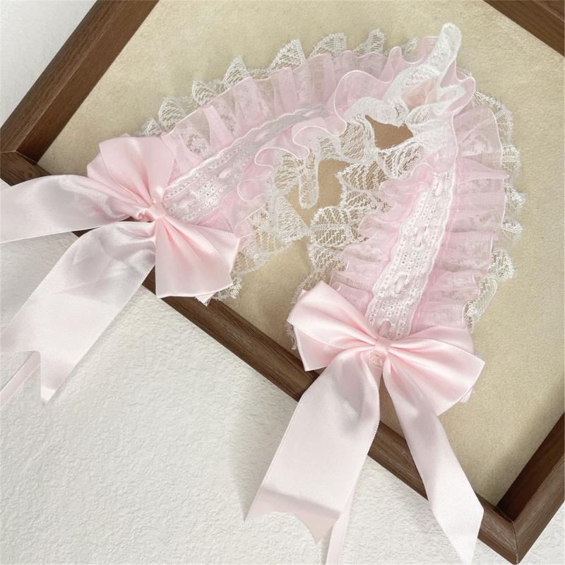 Lace Bowknot Hairhoop for Women Girl Sweet Ribbon Lace Headband Cosplay Costume Party Headdress for Anime Show