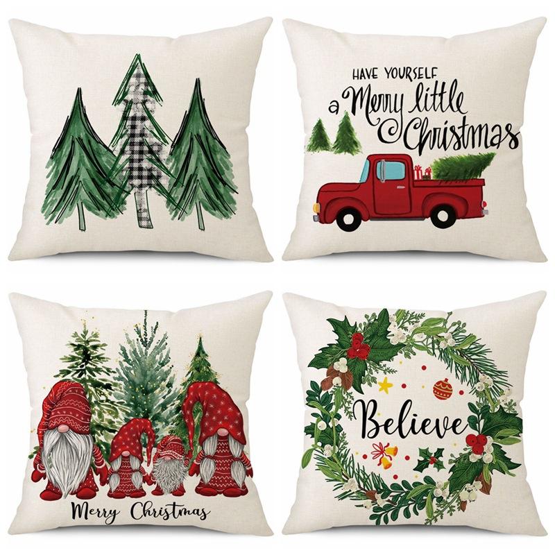 45cm Merry Christmas Cushion Cover Pillowcase 2025 Christmas Decorations for Home Ornament Happy New Year Christmas Decor 2026