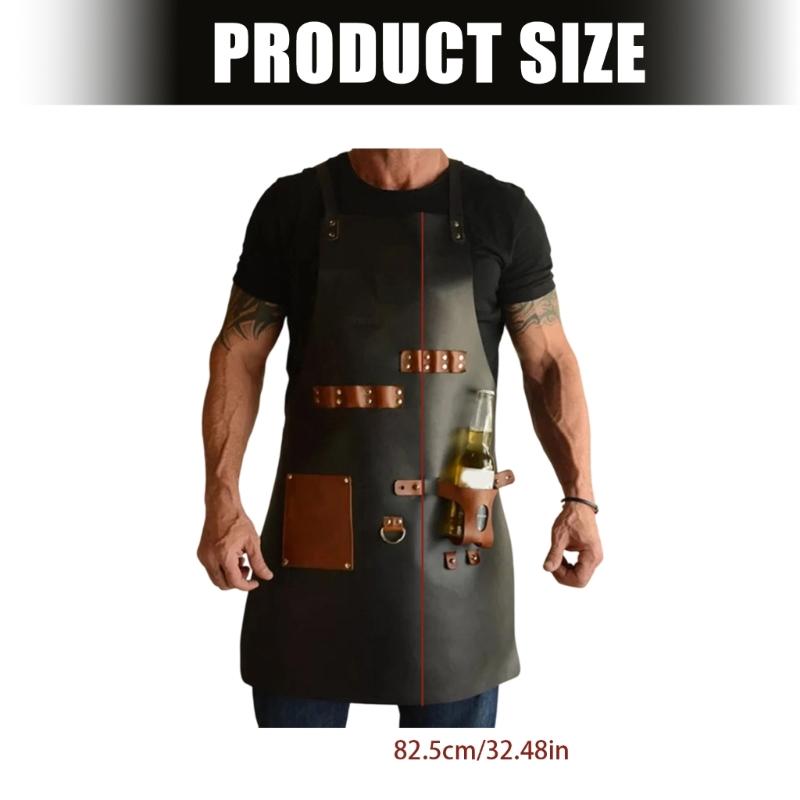 Flexible PU Leather Apron Perfect For Cooks And Barbecue Enthusiasts Featuring Waterproof Quality