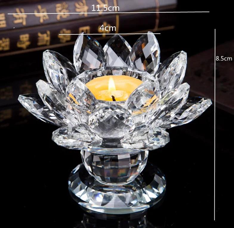 Household Colorful Crystal Lotus Candlestick, Butter Lamp Holder, Buddha Offering Lamp, Interior Decoration, Buddha Hall, Prayer
