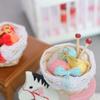 Knitting Tool Model Colorful Miniature Bamboo Basket Braided Yarn Ball Ornament for Dollhouse Decorations