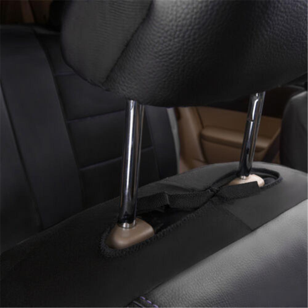 Black PU LeatherCar Seat Covers Protector Front+Rear Cushions Full Set Universal