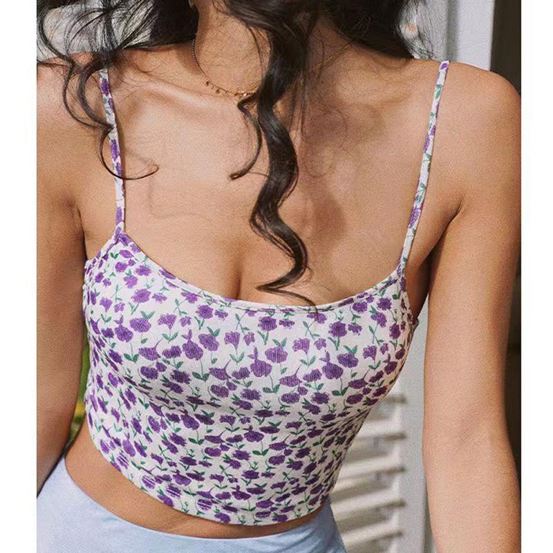 

Пасторальный цветочный спортивный бюстгальтер с высокой эластичной бретелью S Purple