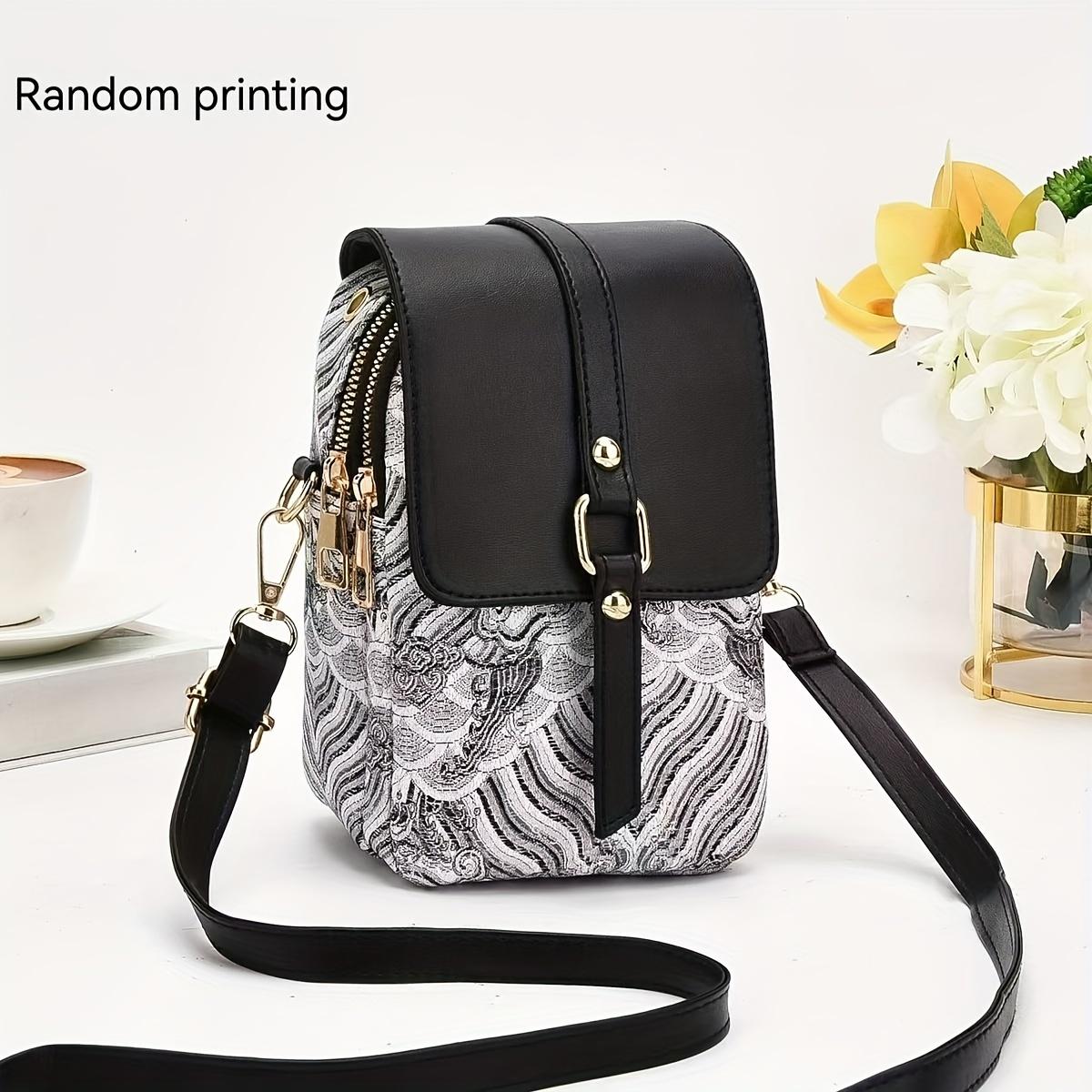 

New High-end Light Luxury Print Mini Single Shoulder Crossbody Bag - Small Multi-layer Mobile Phone Bag for Women - Versatile Practical Color чорний