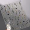 Blue and White Porcelain Chinese 5D Butterfly Flowers Vase Swallow Window Gold Stamping Nail Art Stickers Manicure Decals