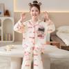 Girls Cotton Pajama Set With Collar Long Sleeve Cartoon Print Fall Kids Sleepwear Comfortable Home Outfit