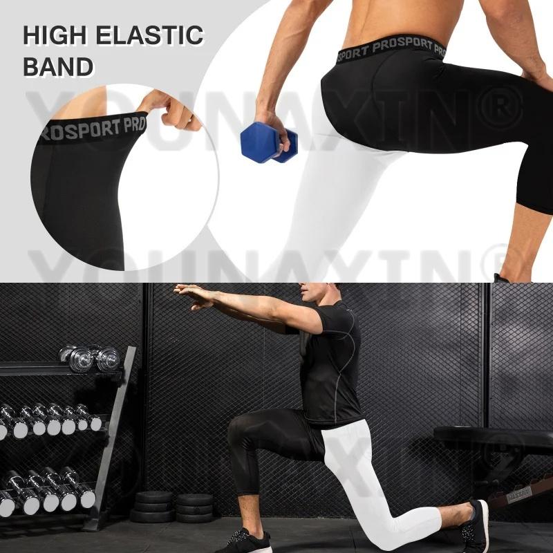 Unisex Gym Black White Patchwork Soccer Fitness Workout Exercise Yoga Running Football Basketball Sports Tight Cropped Pants Leggings
