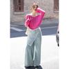 Relaxed Fit V-Neck Cable Knit Sweater
