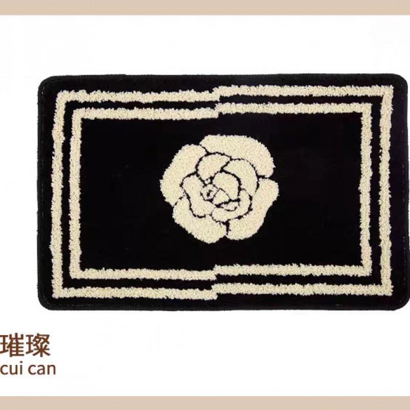 Soft Faux Wool Bath Mat Bathroom Entryway Non-Slip Floor Rug Modern Minimalist Style Washable Plush Doormat