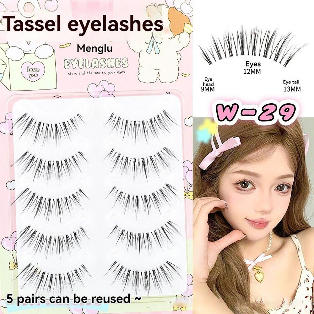 

5 pairs/Boxes Clear Thin Stem False Eyelashes Curling Eyelash Extension For Woman Man