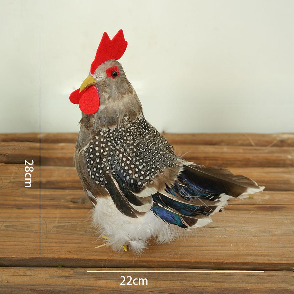 Porcelain Hen and Rooster Feather Ornament for Display and Photography Prop