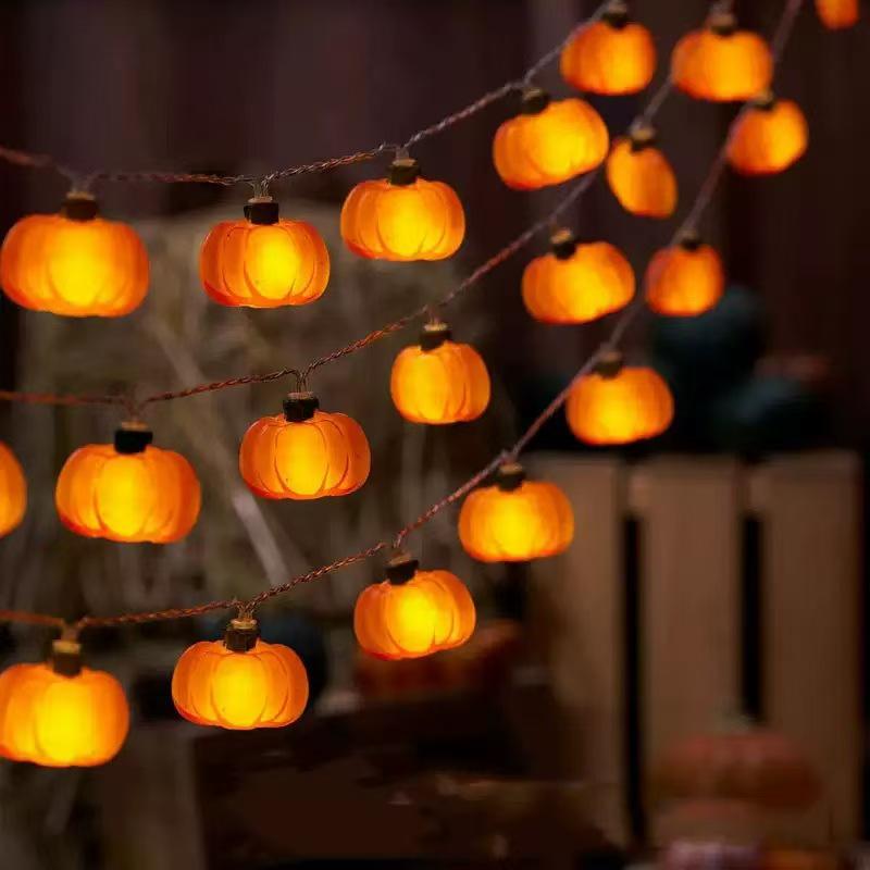 Halloween Thanksgiving LED String Lights: Pumpkins & Maple Leaves