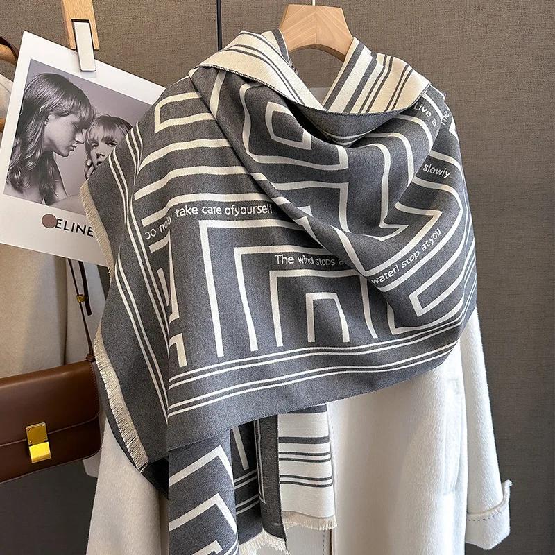 Nový Zimný Hrejivý Kašmírový Šál Dámsky Šál Pashmina Hrubý Šál Deka Bufanda Cestovný Šál Dámsky Vzorovaný Šál