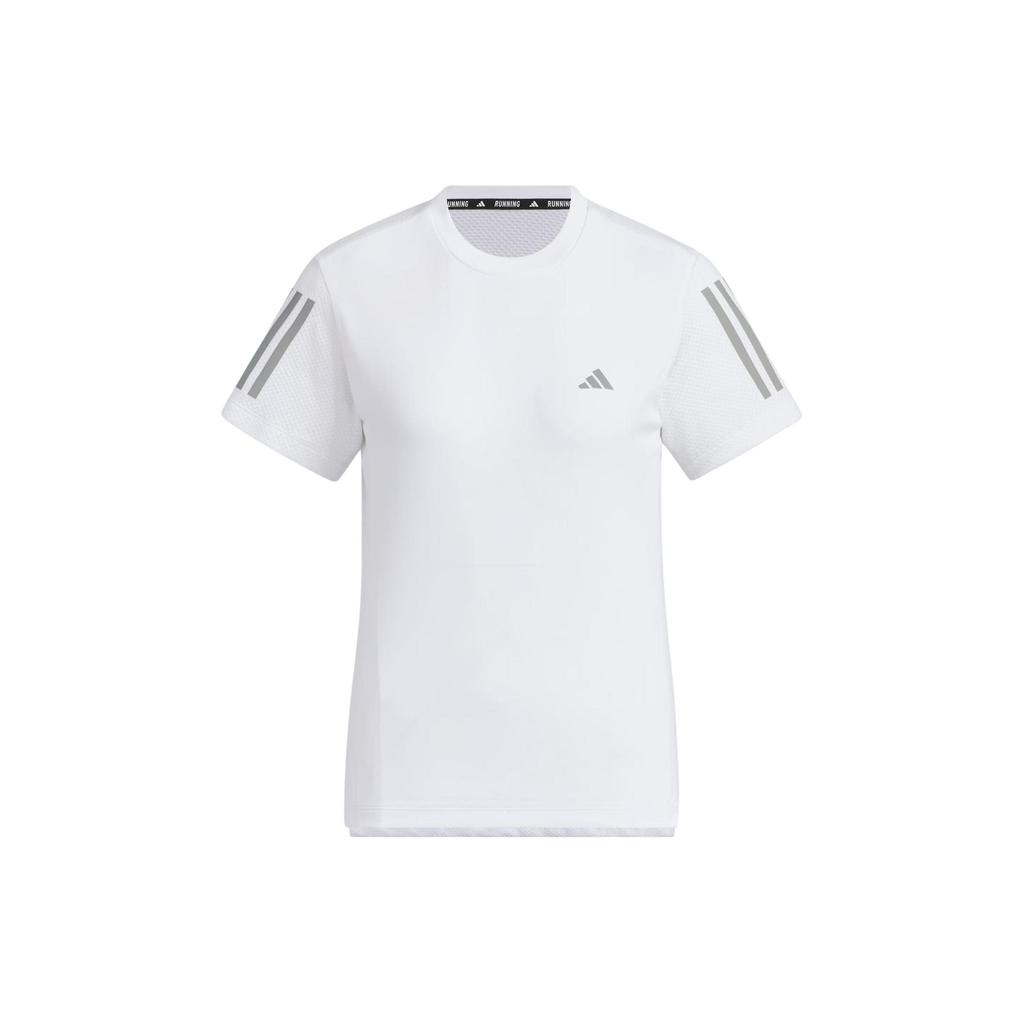 Adidas Own The Run Cooler T-Shirt Color Block Round Neck Short Sleeve Women Tops White JF1476