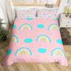 Cartoon Rainbow Sun Bedding Set For Girls Kids Bedroom Decor Comforter Cover Kawaii Art Duvet Cover Polyester Comforter Cover
