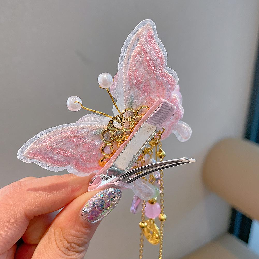 Children's Hanfu Hair Accessories: Girls' Tassel Flower Fairy Clips for Costume