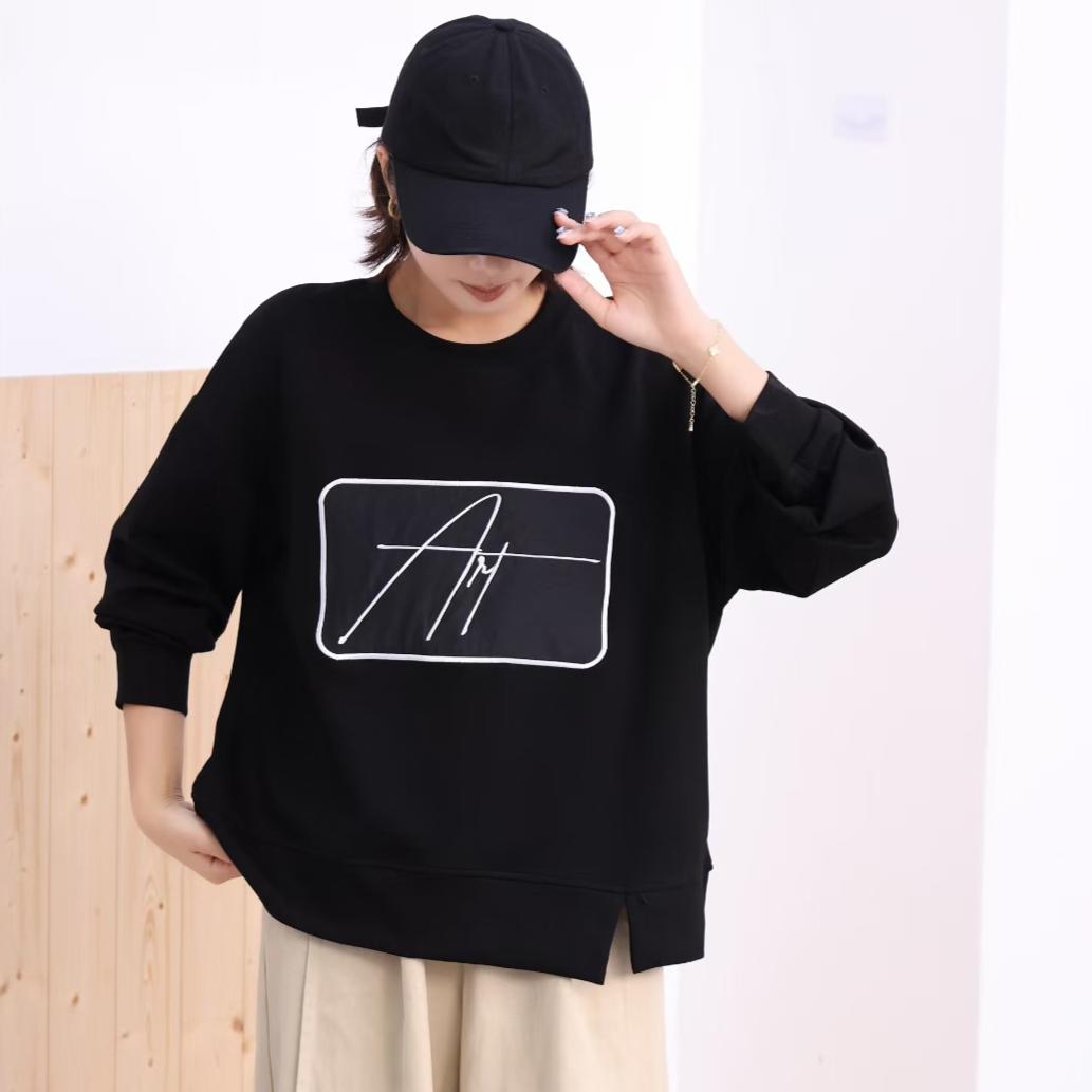 

DIMANAF 2025 Осінній жіночий асиметричний пуловер з принтом, з довгим рукавом, вільного крою, білий One Size