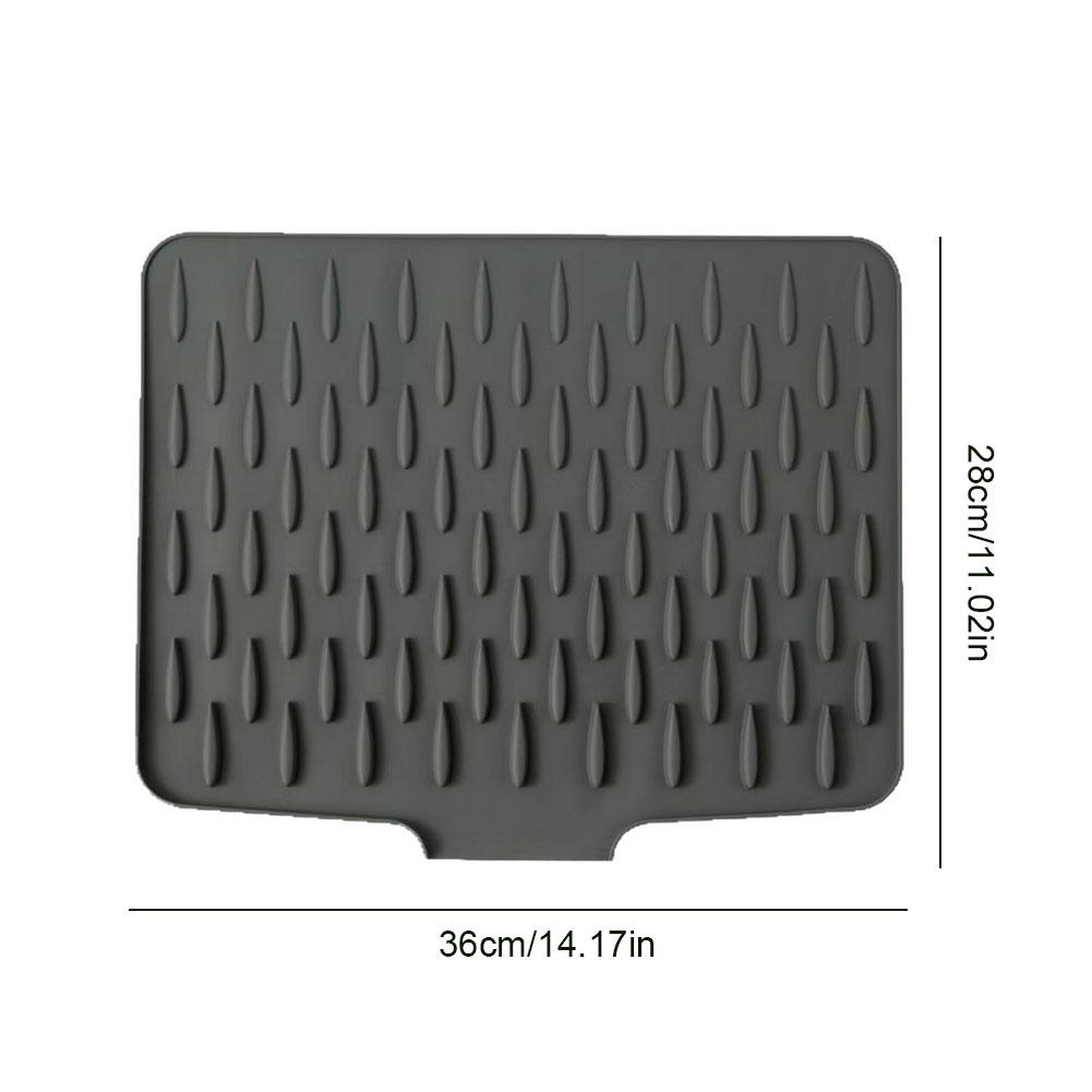Silicone Dish Drying Mat with Built-in Drain Dish Drain Mat Non-Slip Dish Draining Mat for Kitchen Counter