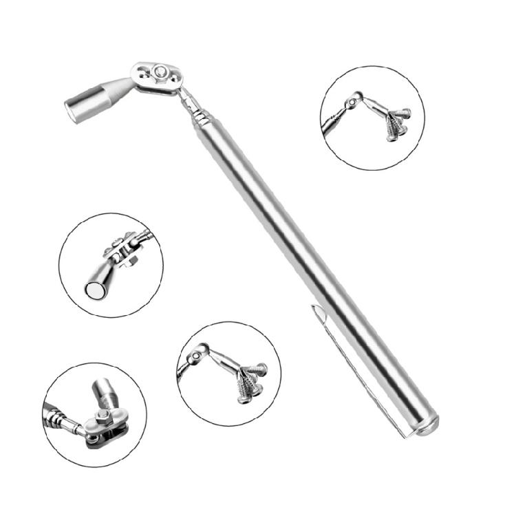 Professional Magnetic Sweeper Tool Foldable Head Telescopic Stainless Steel Construction 1.5lb Strength Bendable Head