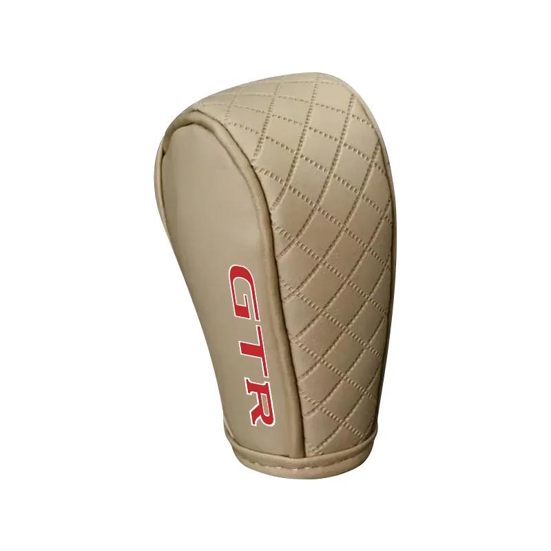 1pc Car Gear Shift Cover PU Leather Shift Lever Cover Gearbox Shifter Knob For Nissan GTR C210 R30 GTS-R R33 R34 GT-R R35 Nismo