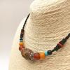 Tibetan Ethnic Three-Eyed Dzi Clavicle Necklace - Unisex Spring/Summer Accessory