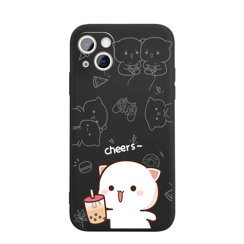

Animal TaoTao HuiHui Couple Phone Case For iPhone 15 11 12 14 13 Pro Max Mini XS Max XR SE2 7 8 Plus Cute Cat Mobile Phone Cover iPhone 7 8 or SE