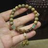 8mm Green Sandalwood Bracelet Single Loop | Natural Wood Beads with Light Fragrance for Daily Wear