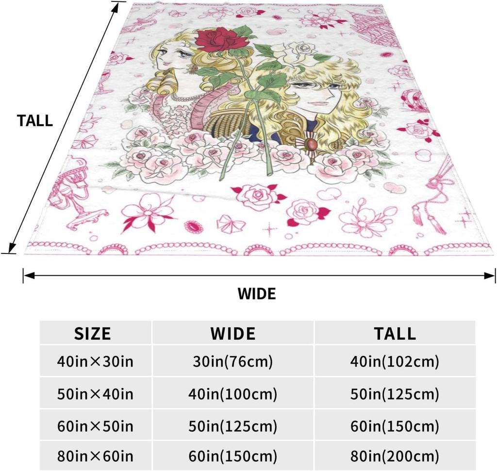 The Rose of Versailles Blanket, Fluffy Flannel Blanket, Stylish All-Season Washable Throw Blanket, Warm and Cute, 80"x60