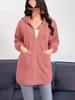 2025 Women's European & American Casual Hooded Long Jacket with Zip Pockets