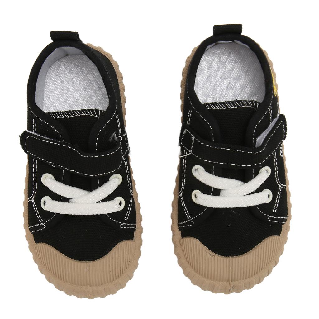 Baby Canvas Walking Shoes Cartoon Animal Lace Up Anti Slip Breathable Infant Walking Sneakers Black Black 22