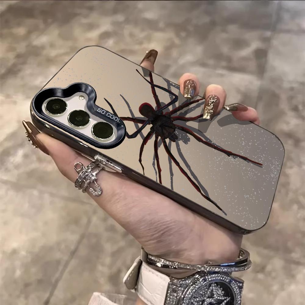 Black Spider Cartoon Cool Phone Case For Samsung Galaxy S26 Ultra S25 S24 S23 S22 PLUS FE A56 A55 A54 A53 IMD Shockproof Cover