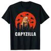 Printed Funny Capybara T-shirt For Women Retro Pattern T-shirts Summer Casual Fashion Loose Round Neck Tops Streetwear