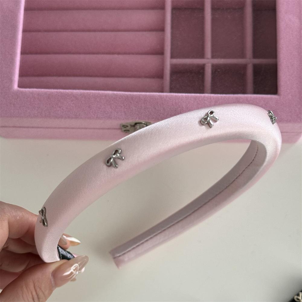 Sweet solid color bow headband Korean high cranial top pressure headband simple and versatile new hair accessories wholesale