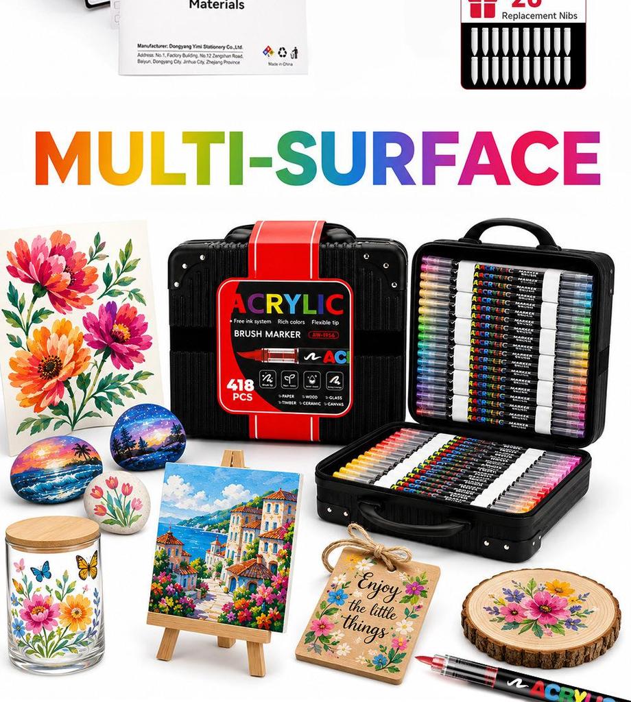 418 Color Acrylic Markers - Non-Bleeding, Layerable Watercolor Pens for Student and Children’s Art.
