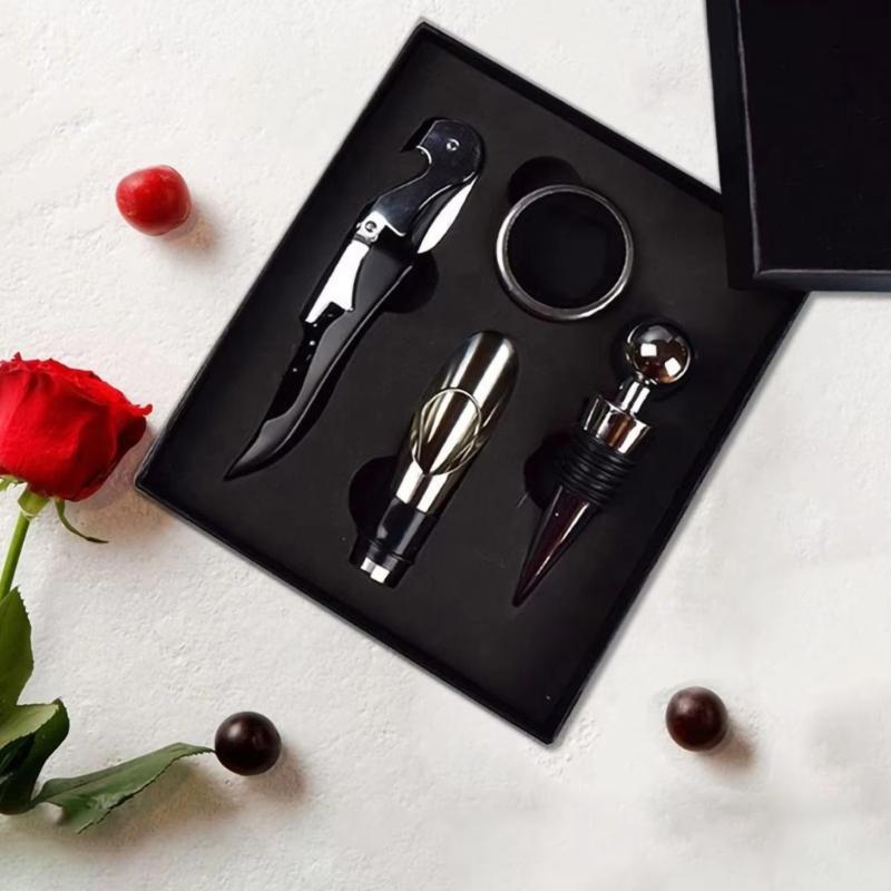 Wine Opener Tool Set Corkscrew Wine Opener with Case Bottle Opener Vacuum Stoppers Wine Pourer for Wedding Gift