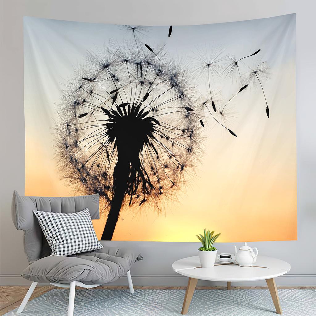 Spring Time Field Dandelions Tapestry Sunset Natural Scenery Tapestry Art Wall Hanging Home Living Room Bedroom Dorm Tapestries