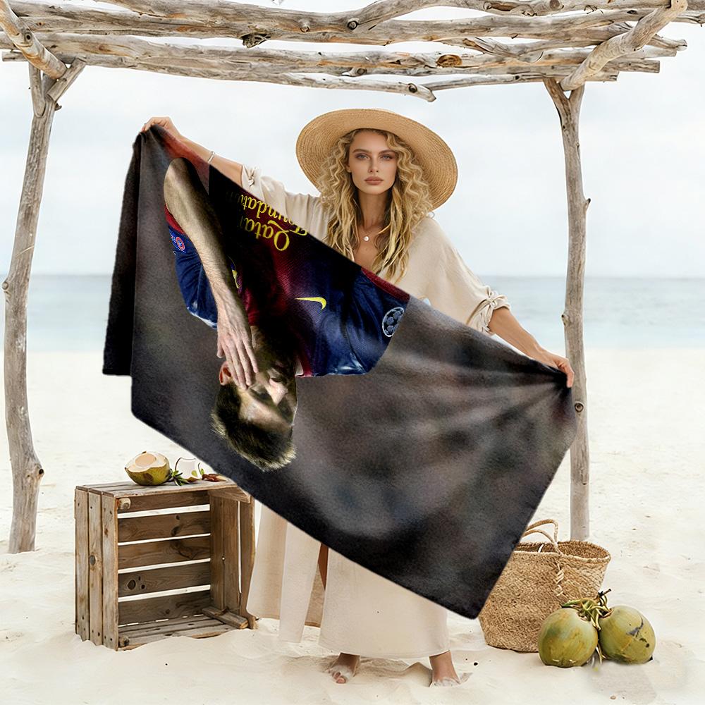 Barcelona's Messi Action Beach Towel Quick-Dry Soft Microfiber Comfortable Lightweight