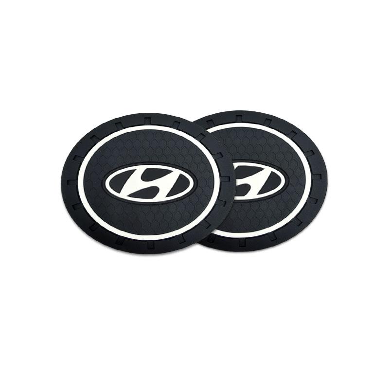 2Pcs Car Anti Slip Coaster Anti-noise Water Cup Pad Cushion Car Accessories For Hyundai Genesis I10 I20 I30 I40 IX20 IX35 IX25 Accent Azera Elantra