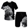 Summer Tiger 3D Printed T-shirt/Suit O Collar Men's Short Sleeve Beach Pants 2 Piece Suit Sportswear Casual Fashion Shorts
