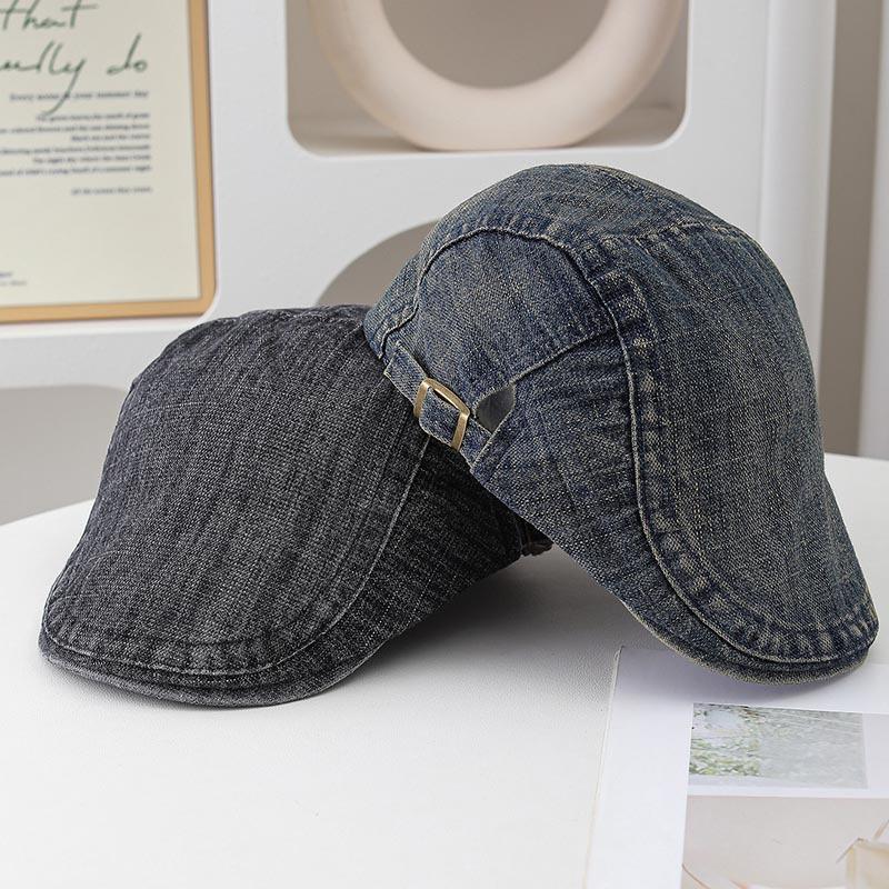 Washed Denim Beret Women's Summer Cap Big Head Circumference American Forward Hat Retro Versatile Painter Hat