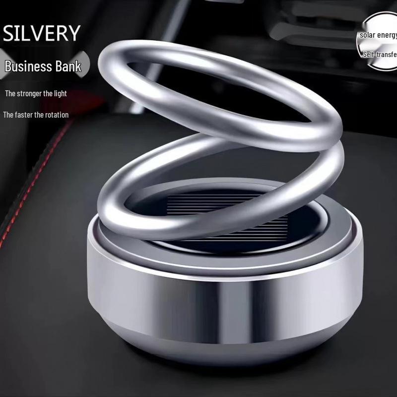 Solar-Powered Rotating Car Perfume with Double Ring Design