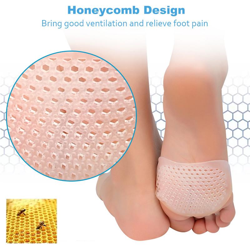 Silicone Forefoot Pads for Women High Heel Shoes Metatarsal Pain Relief Cushion Foot Blister Toes Insert Gel Honeycomb Insoles