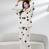 2025 Women's Polka Dot Coral Fleece Pajamas Set - Warm and Sweet Two-Piece Autumn/Winter Homewear