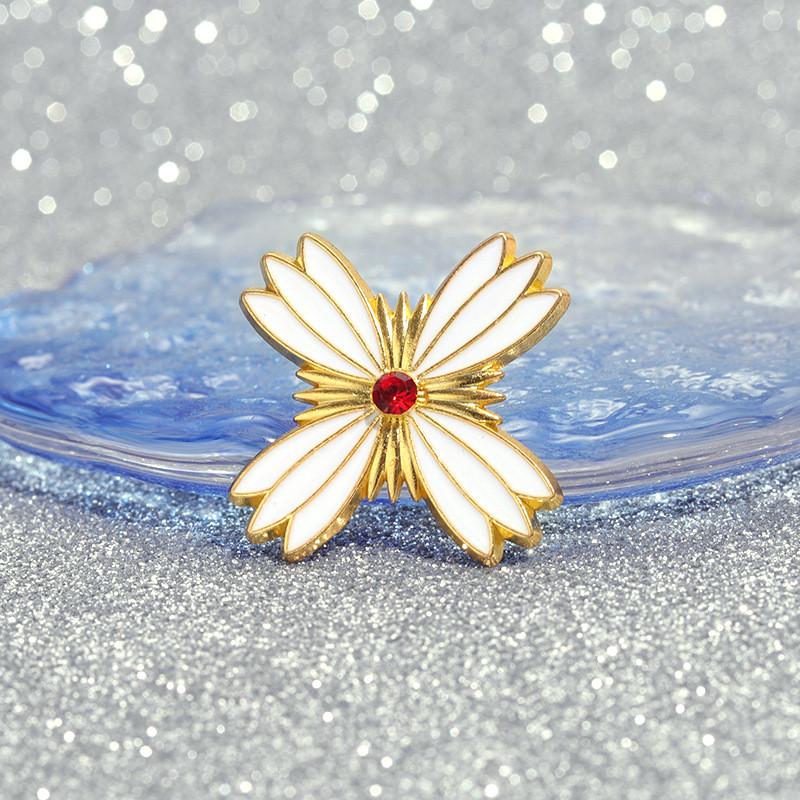 Exquisite Cartoon Character Metal Badge Brooch With Beautiful Floral Design For Anime Fans