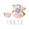 Pet leash with floral pattern and contrasting colors, vest-style harness for small dogs like Bichon and Teddy, puppy walking leash