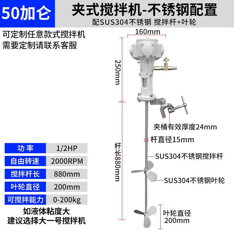 JPHZNB Pneumatic Clamp-on Drum Mixer